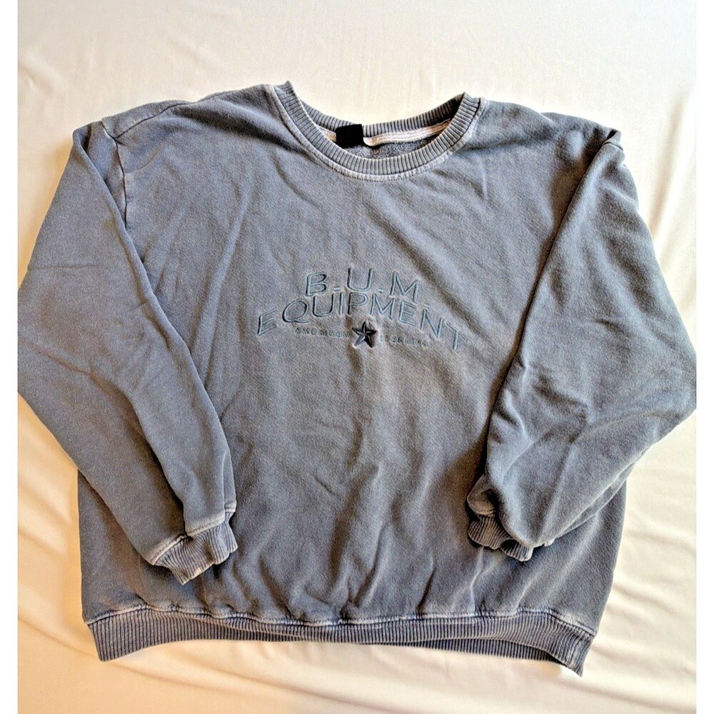 Vtg 90s BUM Equipment Faded Sweatshirt L Boxy Grunge Skate Surf Billabong OP Y2K
